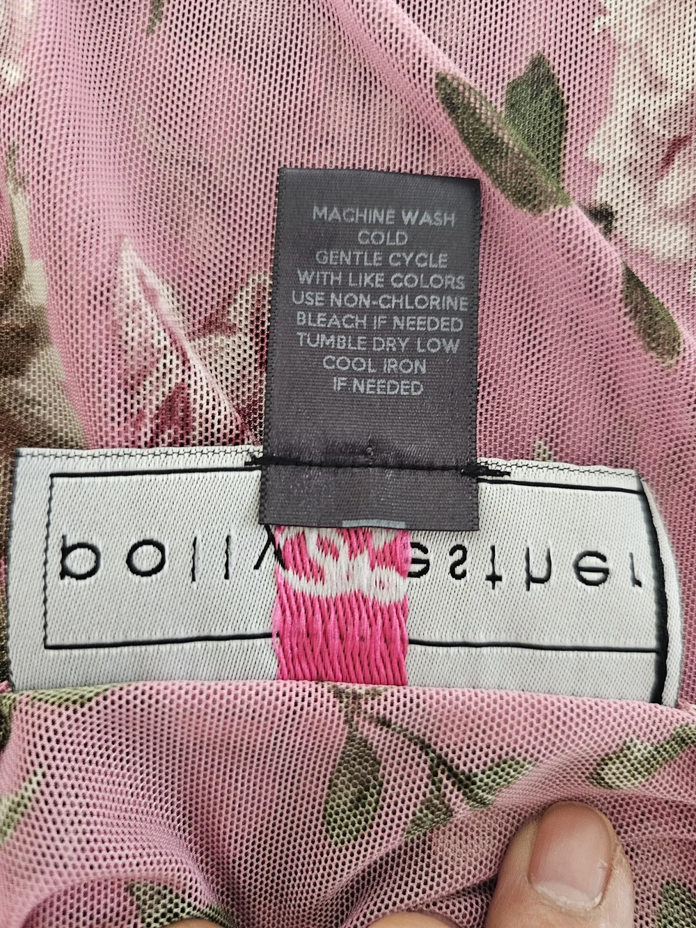 Polly & Esther Pink Floral Ruffle Mesh Long-Sleeve Top - Picture 6 of 7